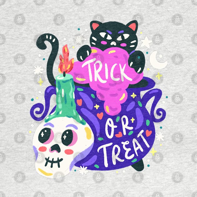 Cat spooky Trick or Treat by Mako Design 